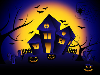 Fototapeta na wymiar Haunted House Means Trick Or Treat And Autumn