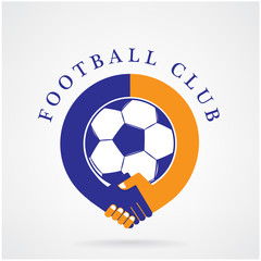Football sign and handshake abstract vector design template