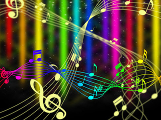 Background Color Shows Music Note And Acoustic