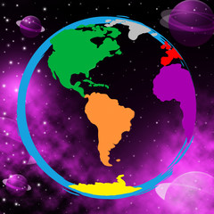 Colourful Planets Shows Solar System And Globalise