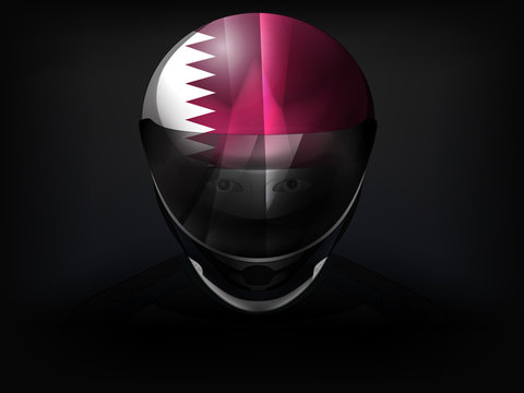 Qatar racer with flag on helmet vector closeup