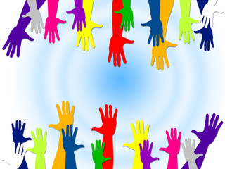 Reaching Out Represents Hands Together And Buddies