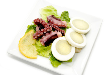 Appetizer of Boiled Egg and Octopus Tentacles