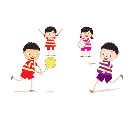 Little children playing volleyball