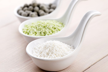 tapioca pearls with lime. white bubble tea ingredients
