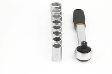 Tool set for car on the white background