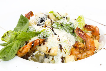Caesar salad on the table in a restaurant
