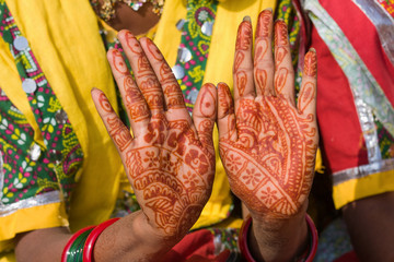 Beautifully decorated indian hands
