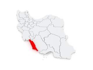 Map of Bushehr. Iran.