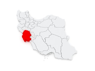 Map of Khuzestan. Iran.