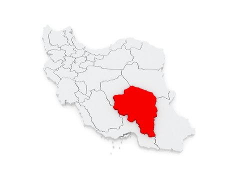 Map of Kerman. Iran.