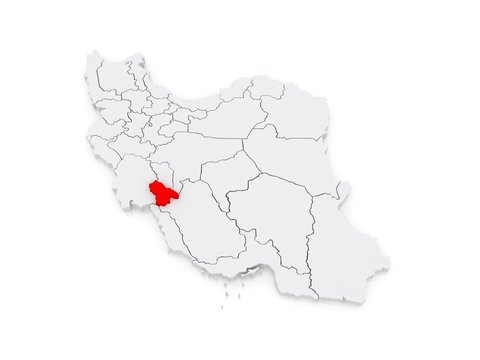 Map of Kohgiluye and Boyerahmed. Iran.