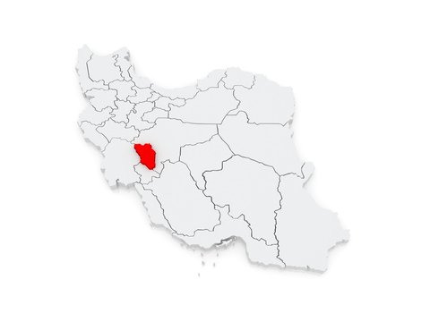 Map of Chaharmahal and Bakhtiari. Iran.