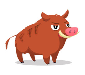 Cute baby wild boar cartoon