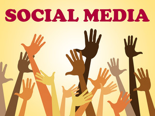 Fototapeta premium Social Media Means Hands Together And Facebook