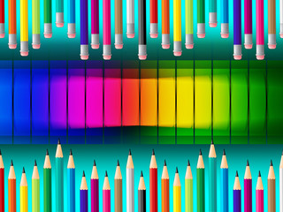 Color Pencils Indicates Colorful Schooling And Tutoring