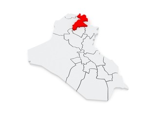 Map of Erbil. Iraq.