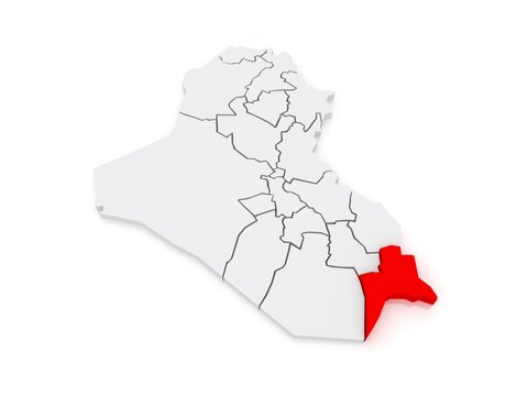 Map of Basra. Iraq.