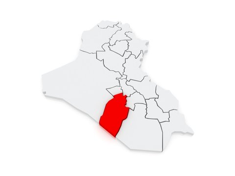 Map of Najaf. Iraq.