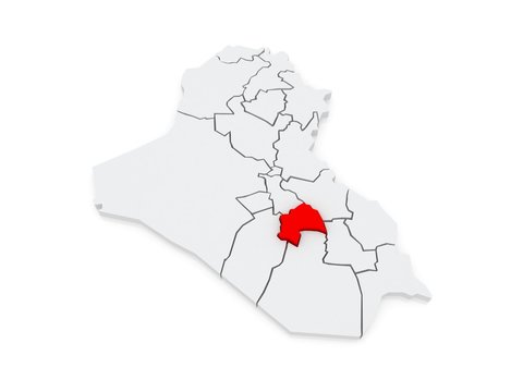 Map of Quadisiya. Iraq.