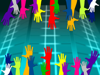 Reaching Out Means Hands Together And Arm