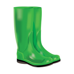 rubber boots on white background.