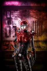 Acrylglasbilder Braun Futuristic cyberpunk soldier girl  © Luca Oleastri