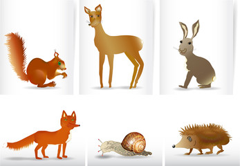 Banners with hand drawn wild animals