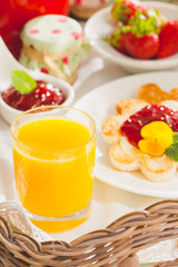 Breakfast on sunny morning. Selective focus.
