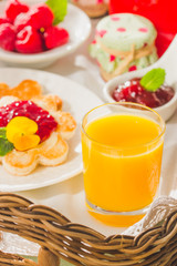 Breakfast on sunny morning. Selective focus.