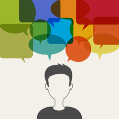 man with speech ballons communication concept