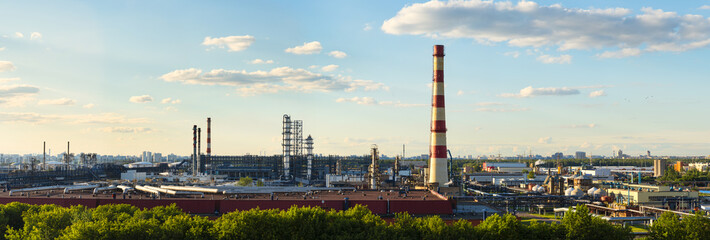 Naklejka premium Panoramic view of Moscow Oil-processing factory of GAZPROM