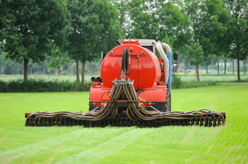 Injection of manure in a pasture
