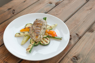 Grilled turkey with roasted vegetable