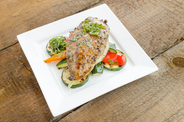 Grilled turkey with roasted vegetable