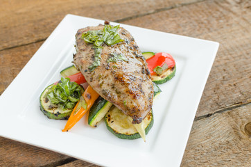 Grilled turkey with roasted vegetable
