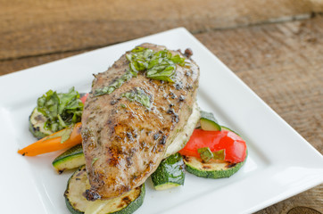 Grilled turkey with roasted vegetable