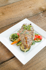 Grilled turkey with roasted vegetable