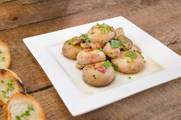Mushroom salad with toast