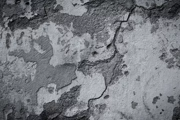 Stof per meter Verweerde muur Zwart-wit steen grunge achtergrond muur textuur