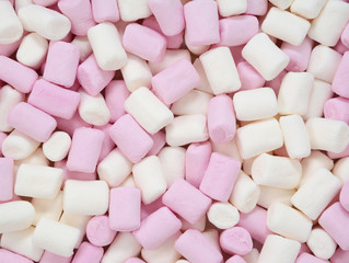 Pink and white mini marshmallows