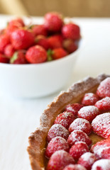 homemade cake with strawberries