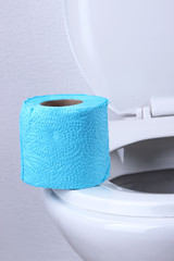 Toilet paper on a toilet, close-up