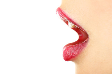 Beautiful female lips, isolated on white