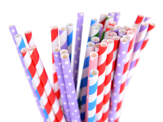 Colorful straws isolated on white