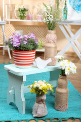 Home interior decoration with flowers
