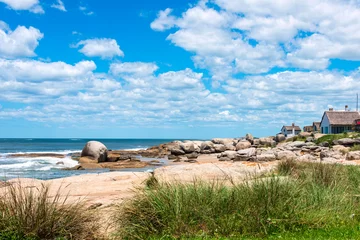 Wandcirkels aluminium Punta del Diablo Beach, popular tourist place in Uruguay © Kseniya Ragozina
