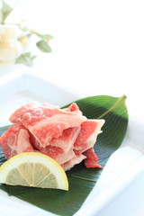 Korean food, beef tensionand lemon