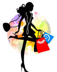 Lady Shopping in colours - 66845557