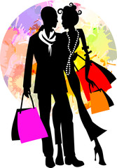 Fototapeta na wymiar Couple Shopping in colours